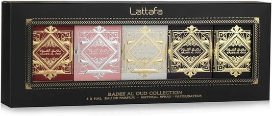 Lattafa Bade'e Al Oud Collection Nischen-Parfum Discovery Set (5-teilig) – Exklusive Unisex Miniatur-Box mit Oud for Glory, Sublime, Honor & Glory, Amethyst & Oud for Greatness – 5x5ml Eau de Parfum