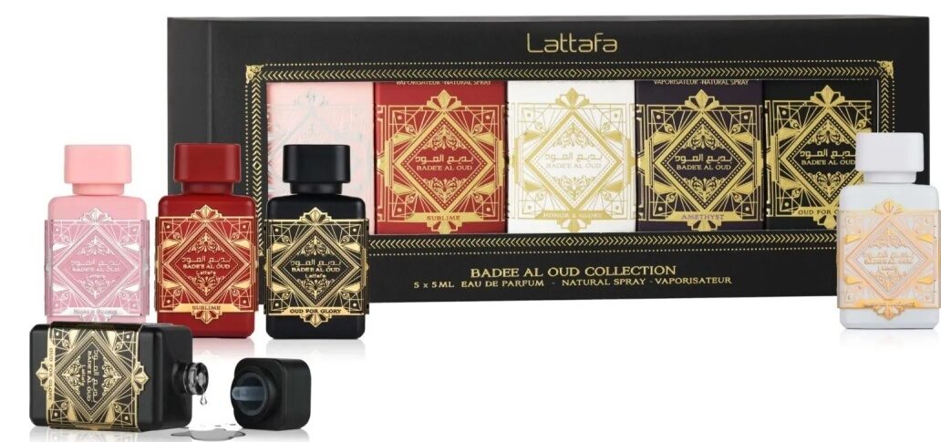 Lattafa Bade'e Al Oud Collection Nischen-Parfum Discovery Set (5-teilig) – Exklusive Unisex Miniatur-Box mit Oud for Glory, Sublime, Honor & Glory, Amethyst & Oud for Greatness – 5x5ml Eau de Parfum