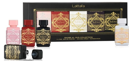 Lattafa Bade'e Al Oud Collection Nischen-Parfum Discovery Set (5-teilig) – Exklusive Unisex Miniatur-Box mit Oud for Glory, Sublime, Honor & Glory, Amethyst & Oud for Greatness – 5x5ml Eau de Parfum