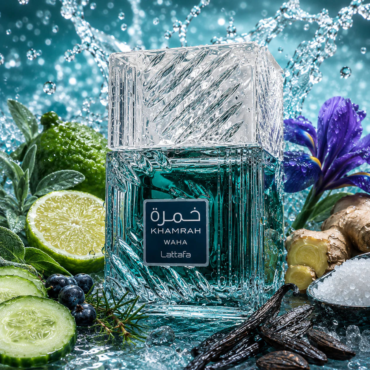 Lattafa Khamrah Waha Eau de Parfum 100ml – Exklusiver Unisex Duft mit Aquatischen Noten, spritziger Bergamotte & cremiger Gourmand-Wärme – Langanhaltendes Premium Parfum aus Dubai