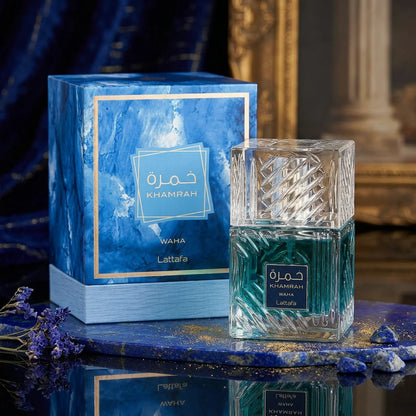 Lattafa Khamrah Waha Eau de Parfum 100ml – Exklusiver Unisex Duft mit Aquatischen Noten, spritziger Bergamotte & cremiger Gourmand-Wärme – Langanhaltendes Premium Parfum aus Dubai