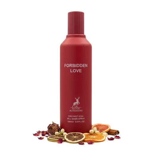 Maison Alhambra Forbidden Love Eau Mist-ical All Over Spray 150ml – Luxuriöses Haar- & Körperspray mit saftiger Kirsche, Bittermandel & Vanille – Langanhaltender Gourmand Bodymist aus Dubai