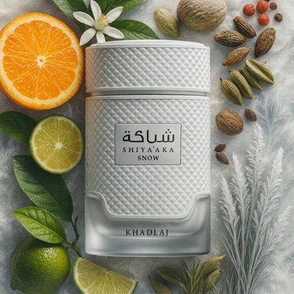 Khadlaj Shiyaaka Snow Eau de Parfum 100ml – Extrem Frischer & Eleganter Herren & Unisex Duft – Langanhaltendes Arabisches Parfum mit Zitrus, Moschus & Holzigen Noten